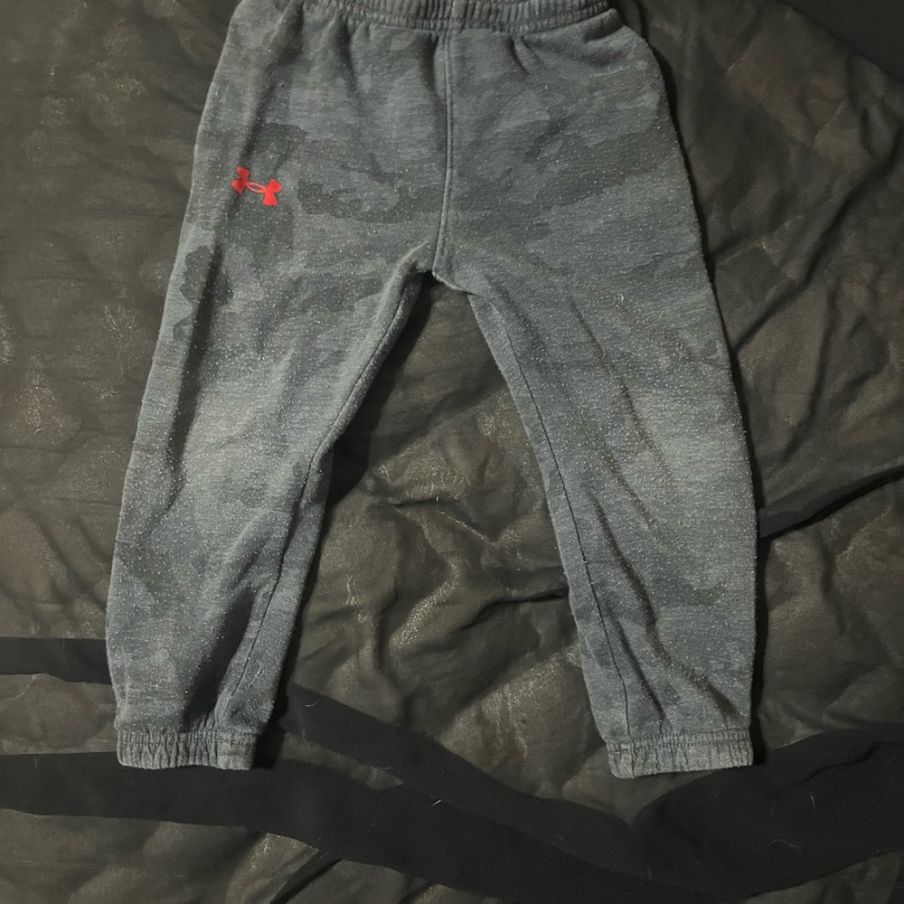 Under Armour Kids Heather Gray Jogger Pants with Red Logo